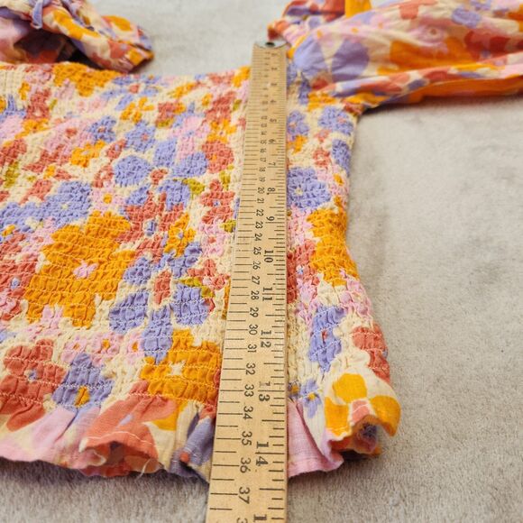 Free People Ariana Top Small Floral Smocked Square Neck Cottagecore Blouse - Picture 4 of 12